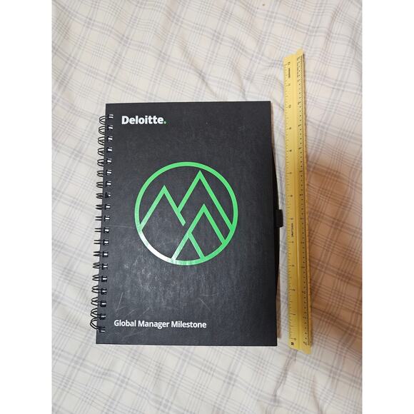 NEW Deloitte Global Manager Milestone Black 10" x 7" Spiral Bound Lined Notebook - Picture 2 of 8